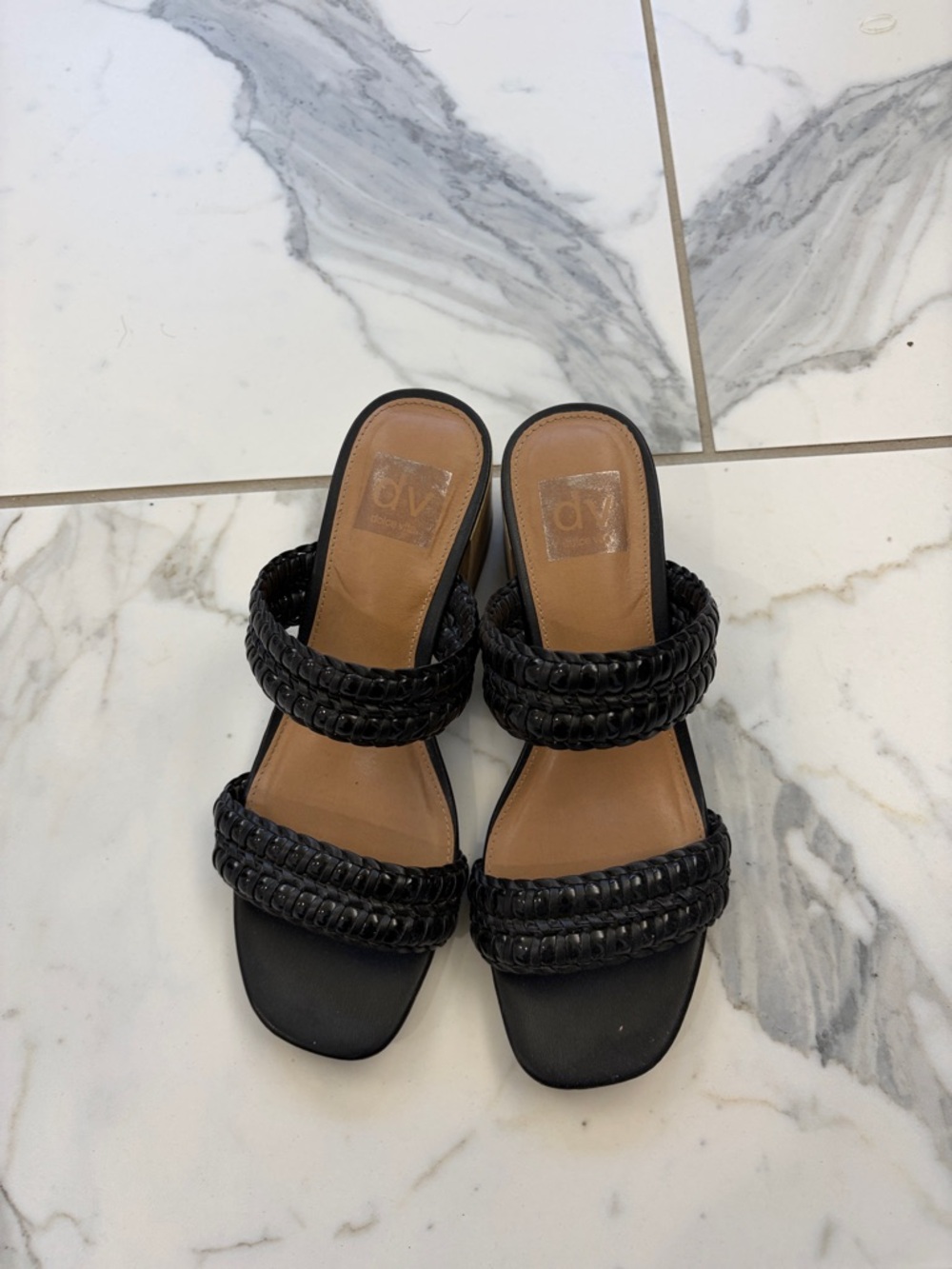 Dolce Vita Black Braided Double-Strap Slide Sandals